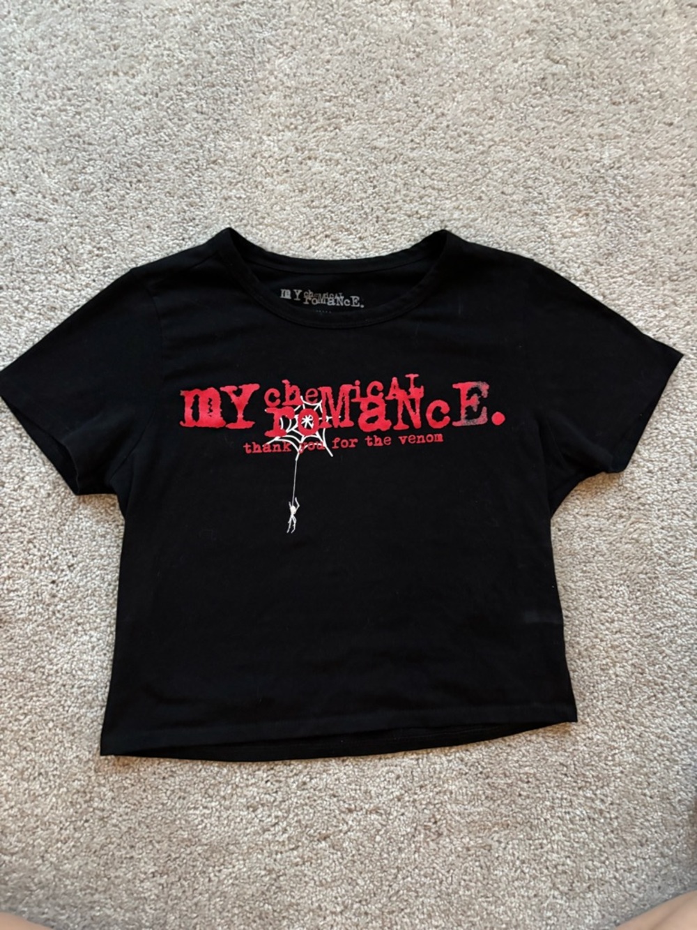 Hot Topic Black Crop Tee W/ Red My Chemical Romance Logo